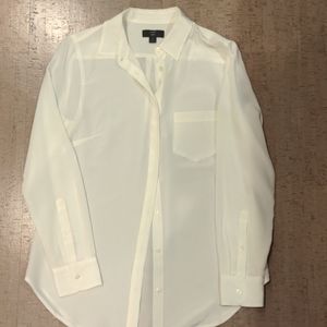 J Crew 365 White Silk Blouse